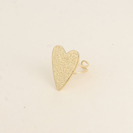 Bague - grand cœur martelé