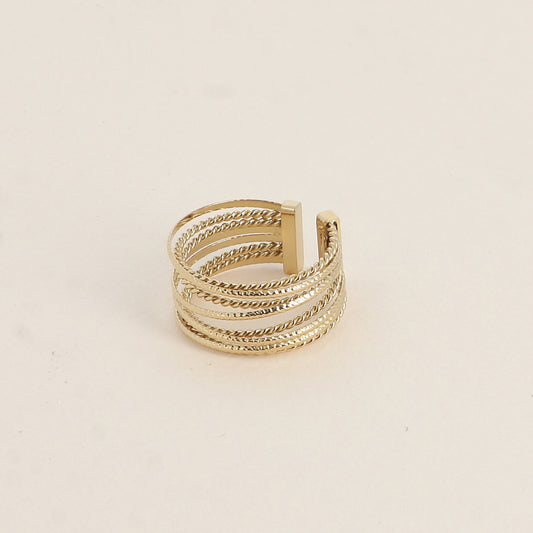 Bague - 8 anneaux lisses et torsadés