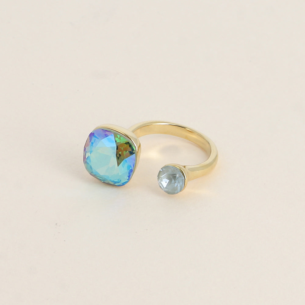 Bague - ornée de 2 cristaux de Swarovski® - Erinite shimmer & Agave ignite