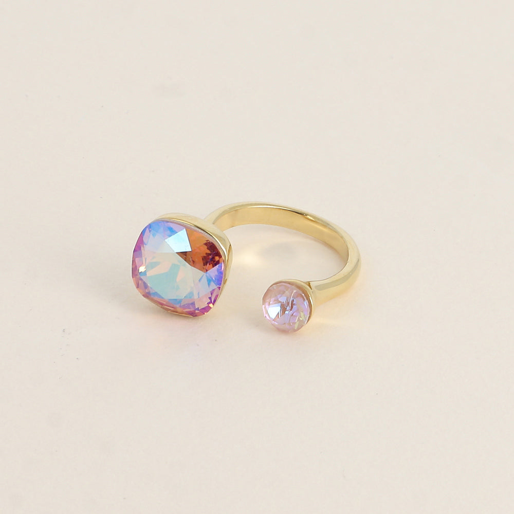 Bague - ornée de 2 cristaux de Swarovski® - LT colorado & Topaz shimmer