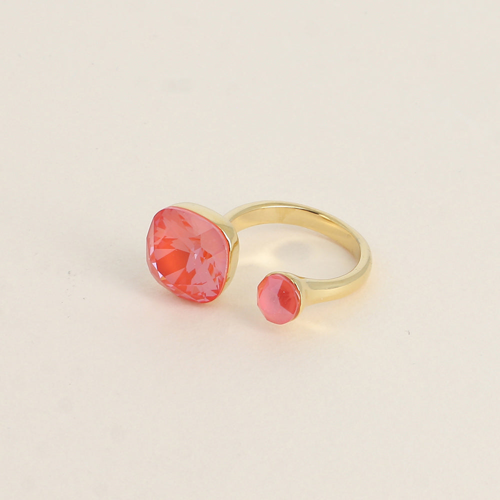 Bague - ornée de 2 cristaux de Swarovski® - Orange ignite & Light coral