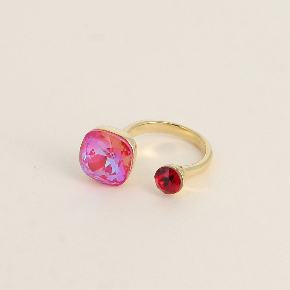 Bague - ornée de 2 cristaux de Swarovski® - Royal red delite & Scarlet