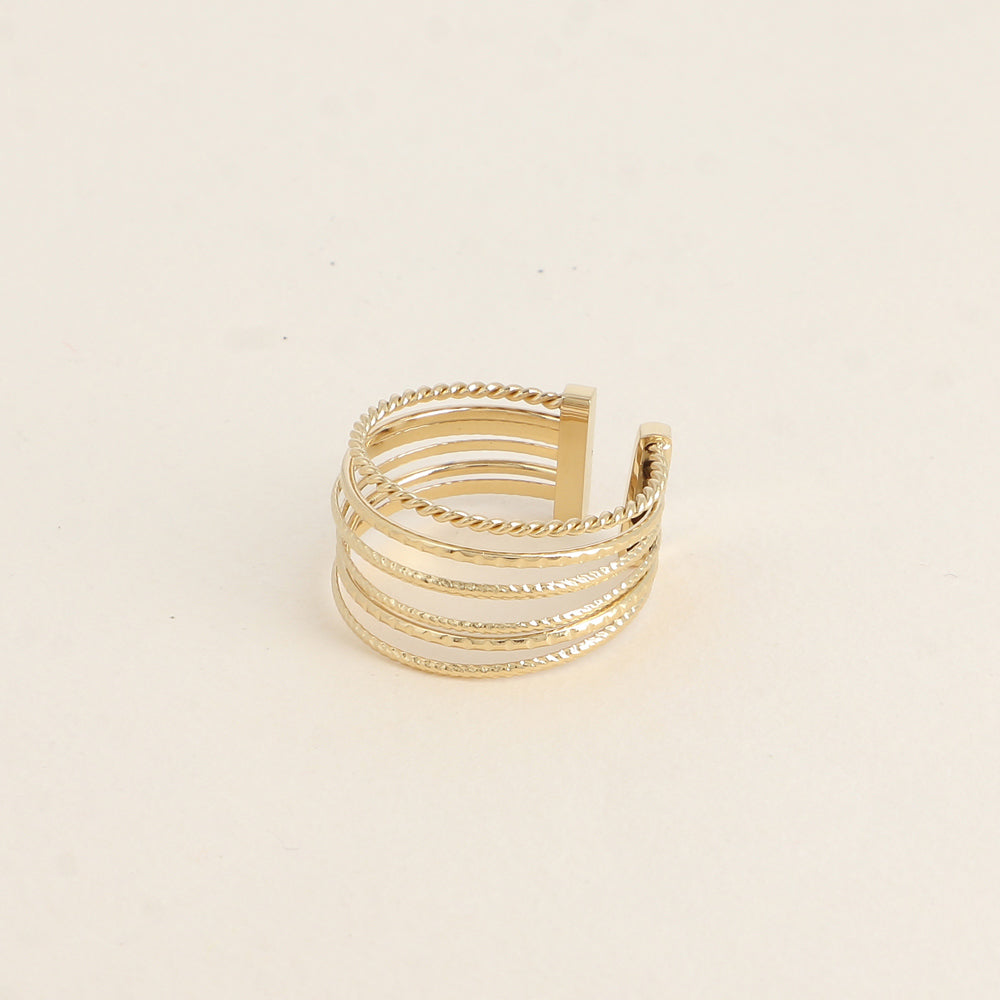 Bague - 6 anneaux lisses et striés