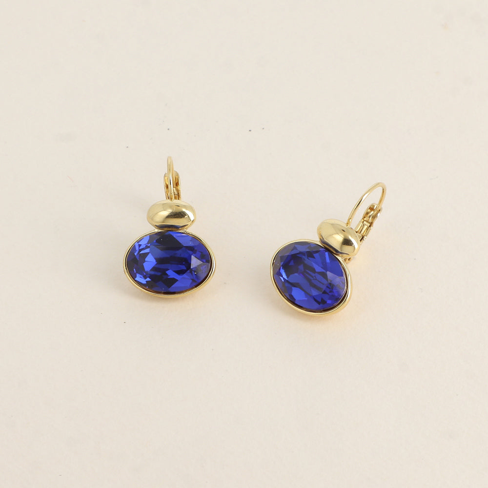 Boucles dorées - ornées de cristaux de Swarovski® - Dark sapphire