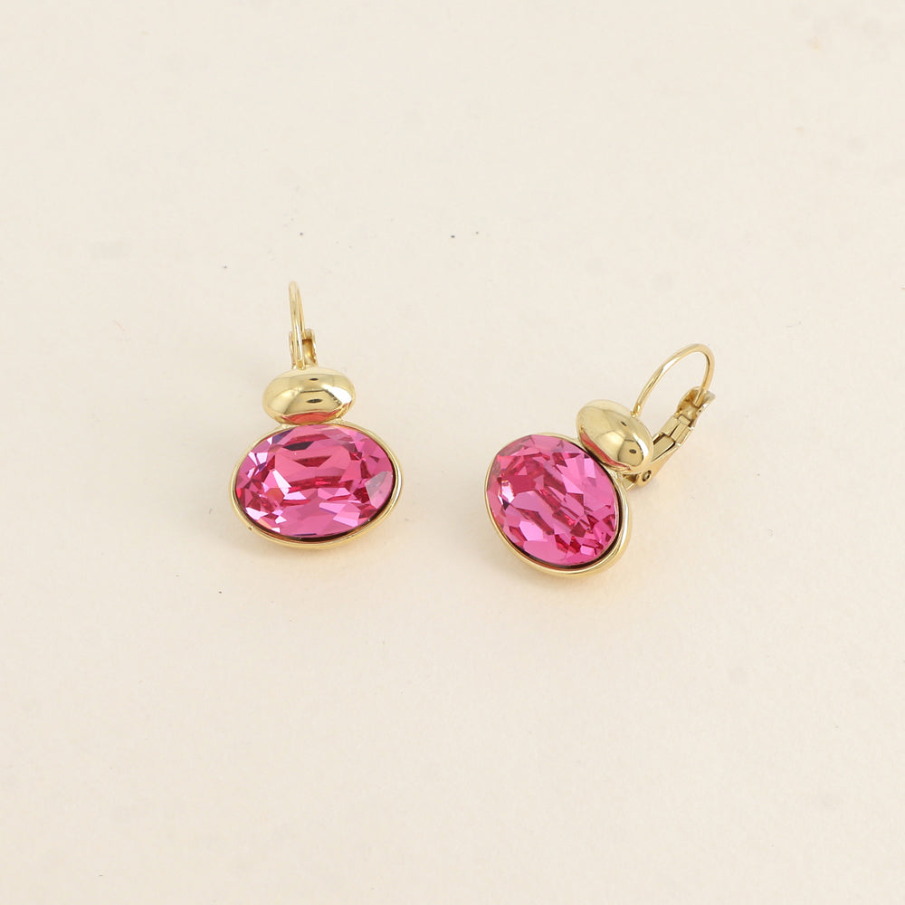 Boucles dorées - ornées de cristaux de Swarovski® - Rose
