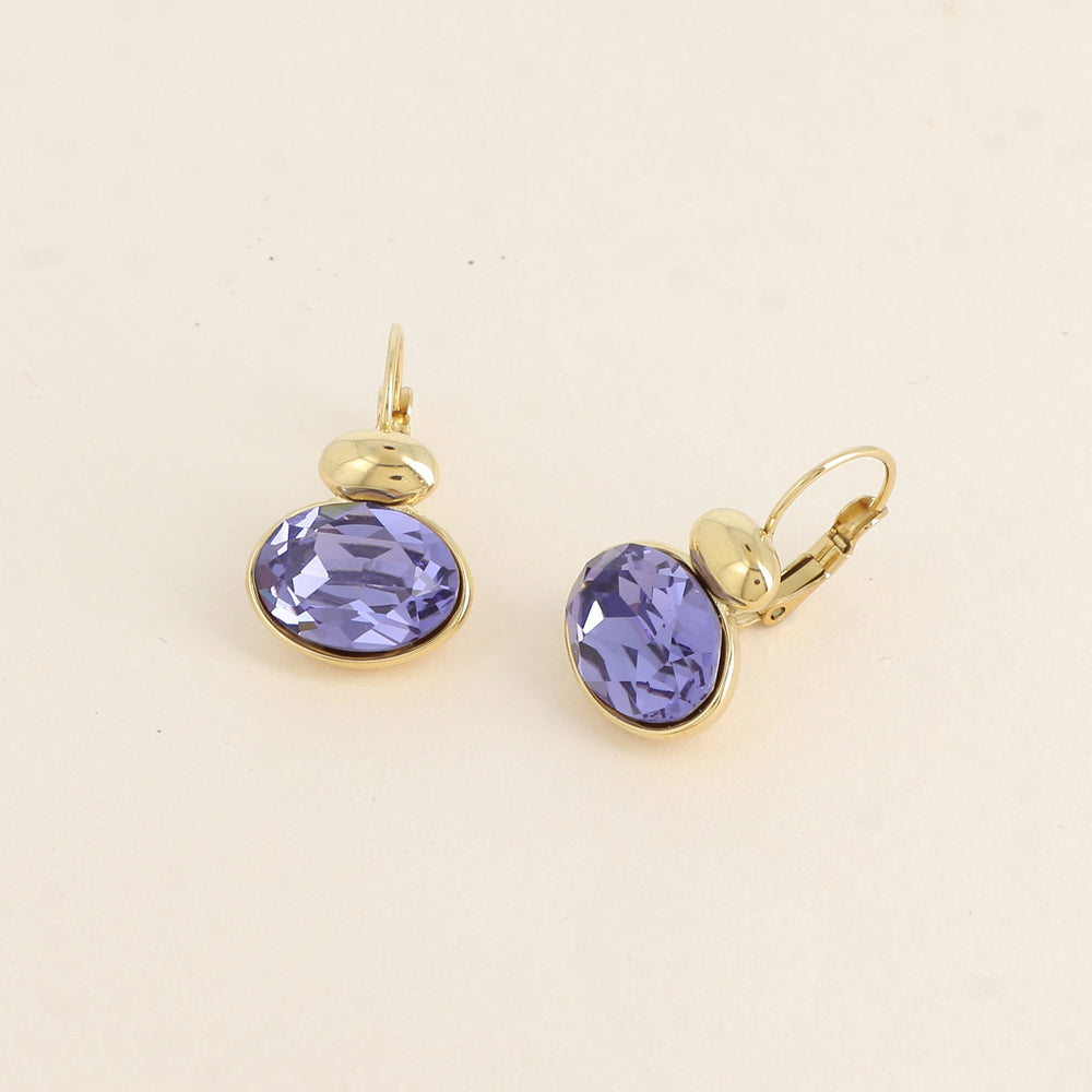 Boucles dorées - ornées de cristaux de Swarovski® - Tanzanite