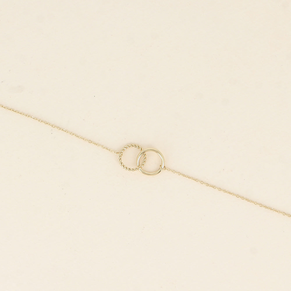 Bracelet - double anneau, l'un lisse et l'autre torsadé (16+3 cm)