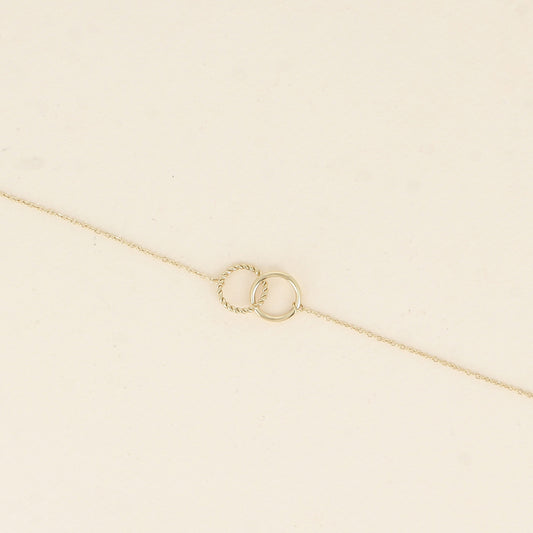 Bracelet - double anneau, l'un lisse et l'autre torsadé (16+3 cm)