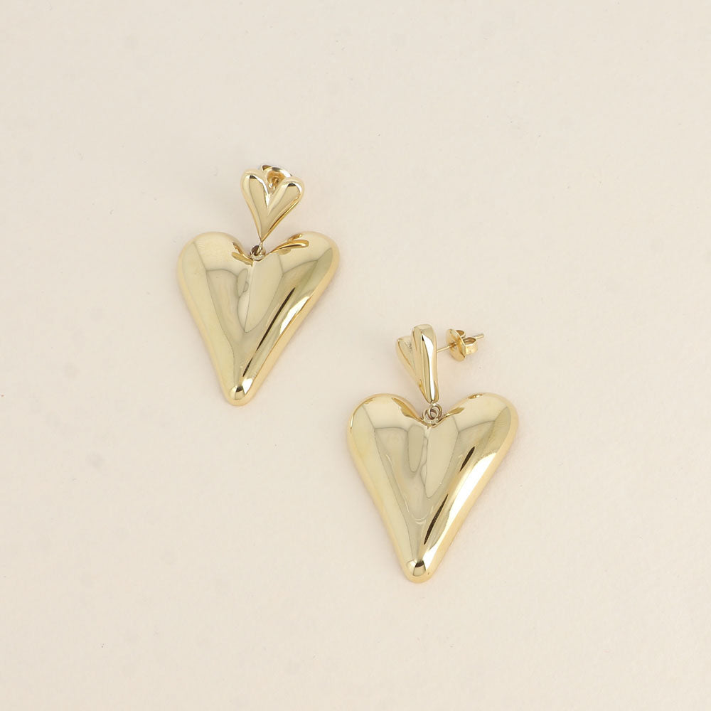Boucles pendantes - 2 cœurs - Dimensions : 30x47 mm
