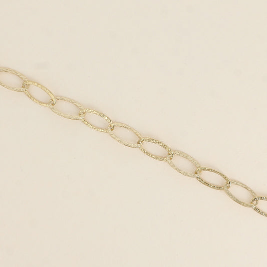 Bracelet - maille aux grands anneaux ovales texturés (16+3 cm)