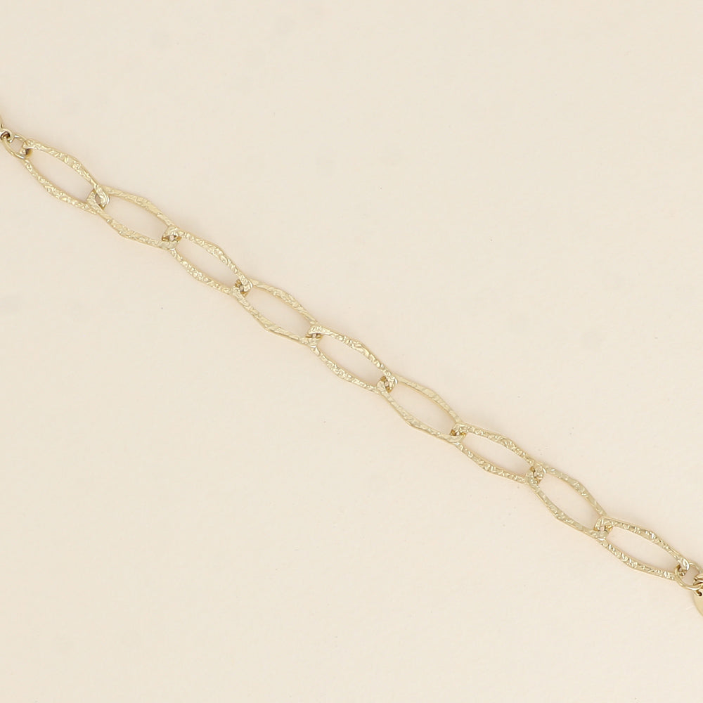 Bracelet - maille aux grands anneaux ovales texturés 16+3 cm