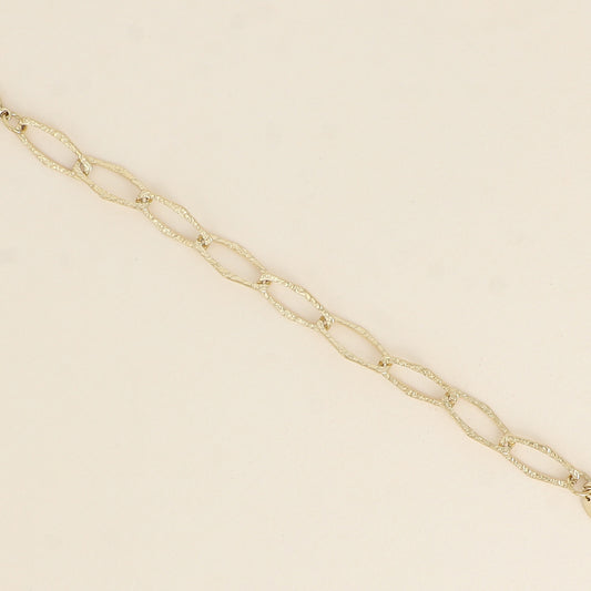 Bracelet - maille aux grands anneaux ovales texturés 16+3 cm