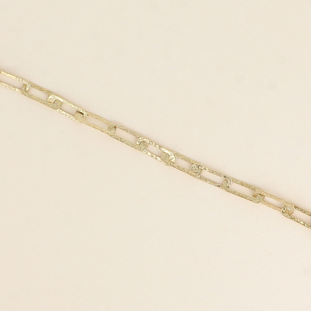 Bracelet - maille aux anneaux rectangulaires texturés (16+3 cm)