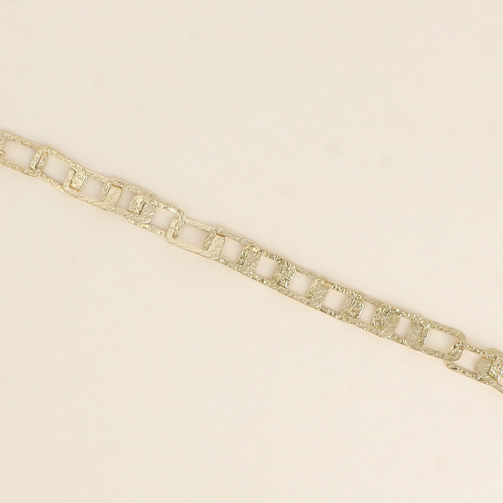 Bracelet - maille aux anneaux rectangulaires texturés (16+3 cm)