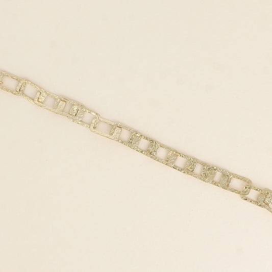 Bracelet - maille aux anneaux rectangulaires texturés (16+3 cm)