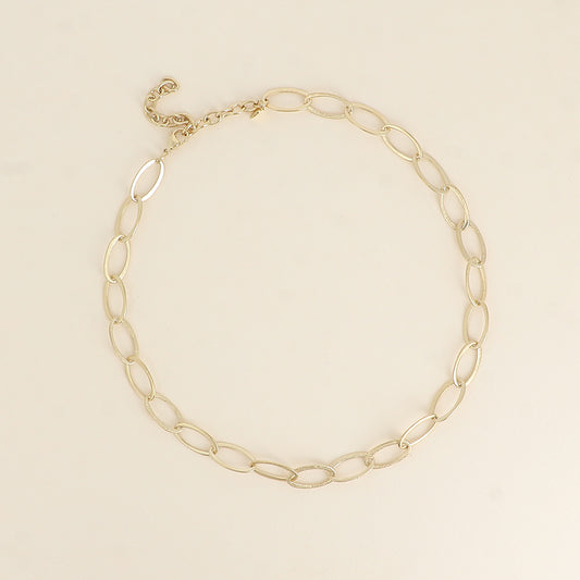 Collier - maille aux anneaux ovales effet mat brossé 41+7 cm