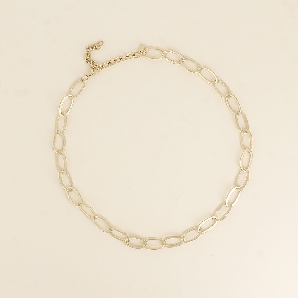Collier - maille aux grands anneaux ovales effet mat brossé 41+7 cm