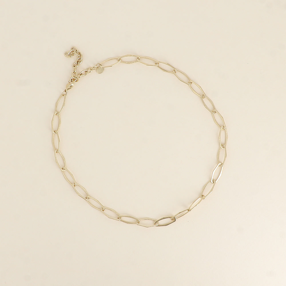 Collier - maille aux grands anneaux hexagonaux effet mat brossé 41+7 cm