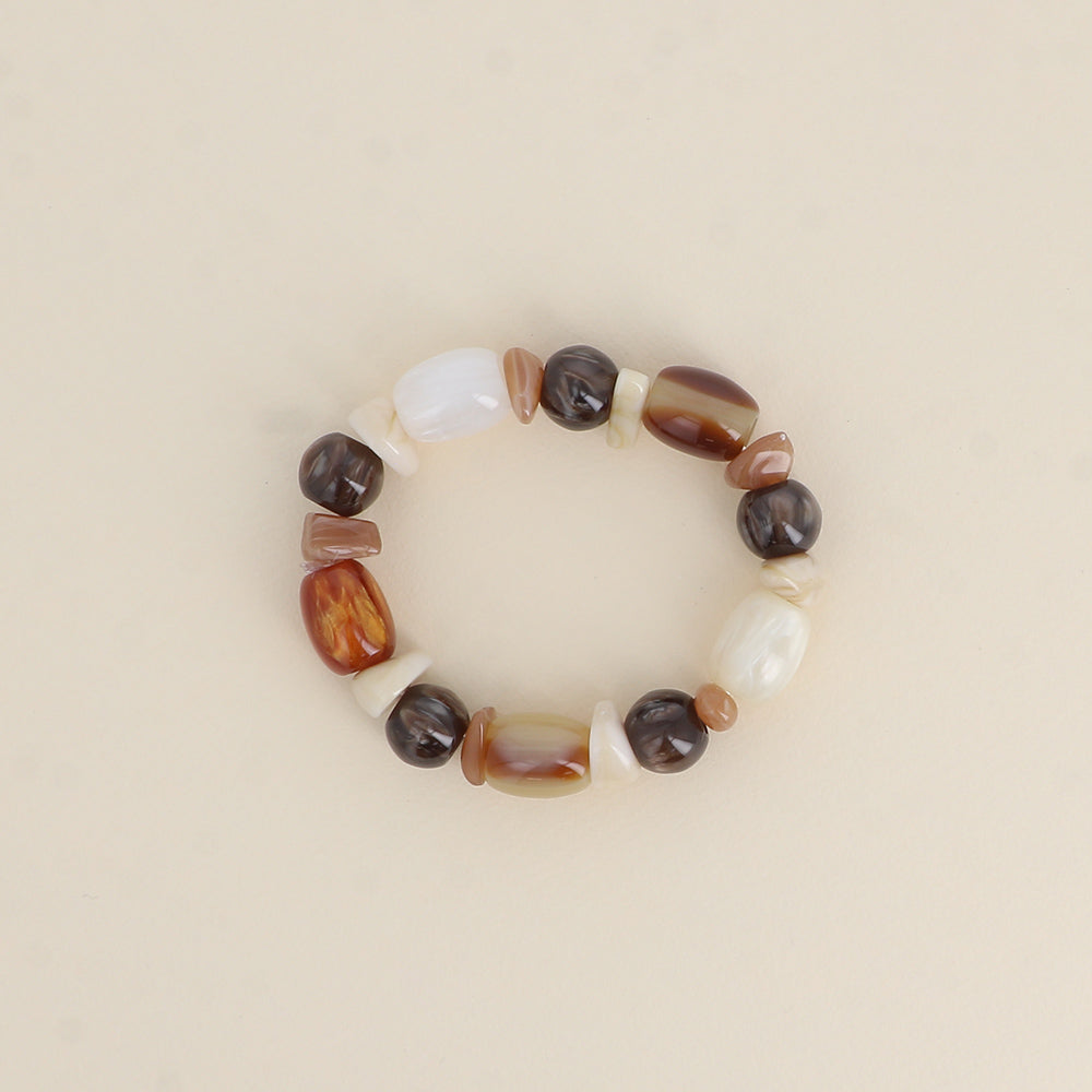 Bracelet élastique - perles en résine ambre