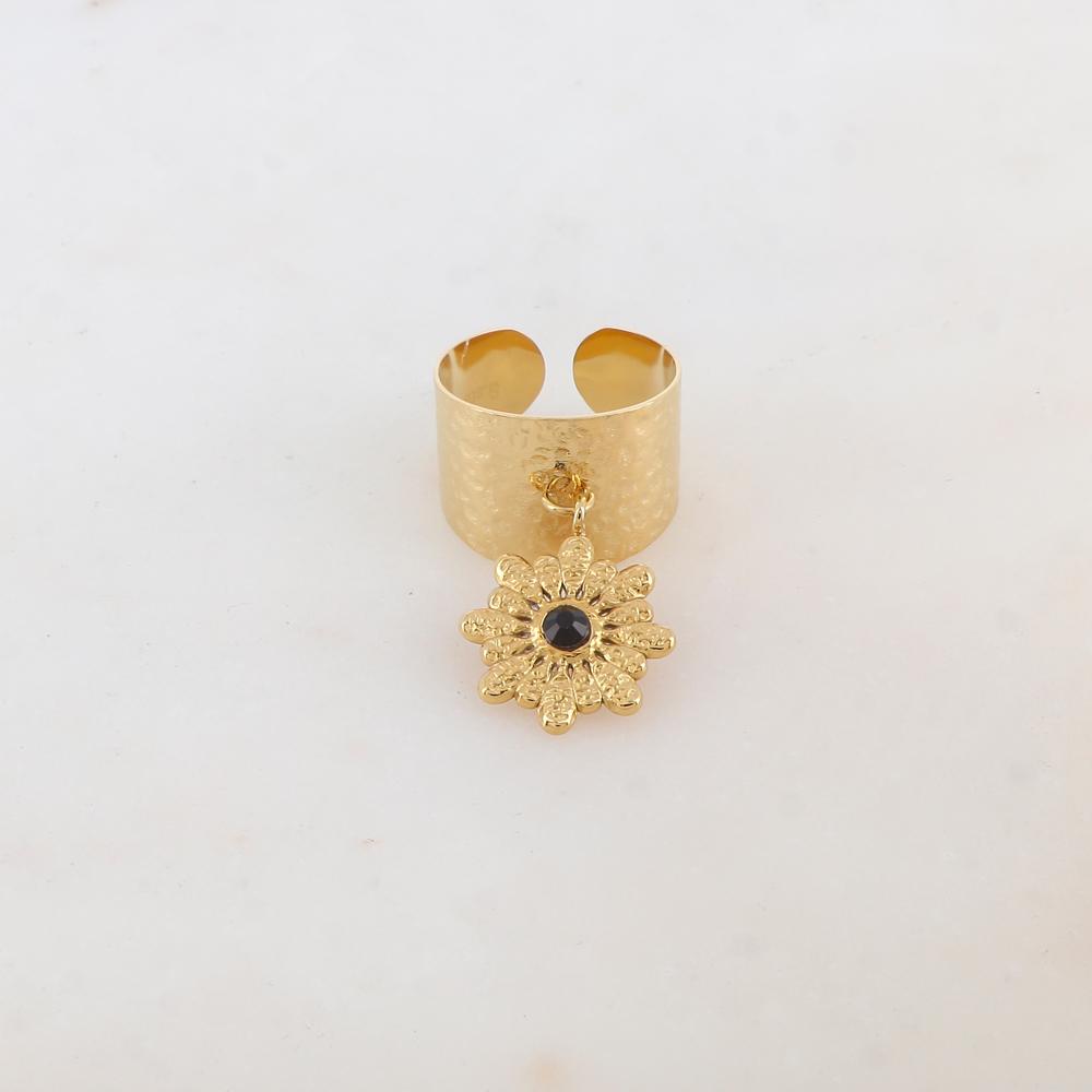 Bague avec pampille fleur, strass