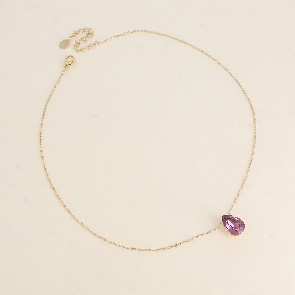 Collier - Pendentif cristal de Swarovski® en forme de goutte - Longueur du collier : 40+5 cm - Dimensions du cristal : 10x14 mm - Iris