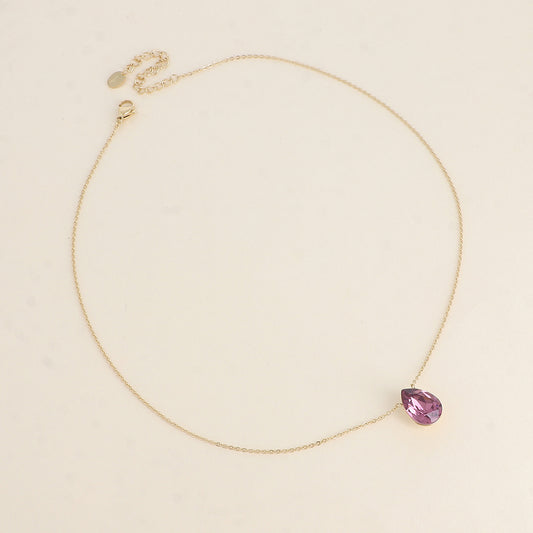 Collier - Pendentif cristal de Swarovski® en forme de goutte - Longueur du collier : 40+5 cm - Dimensions du cristal : 10x14 mm - Iris