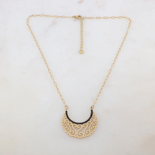 Collier avec pendentif ajouré et strass (40+5CM)
