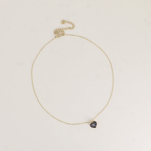 Collier avec cœur de 10mm en cristal de Swarovski® - 37+7 cm - Silver night