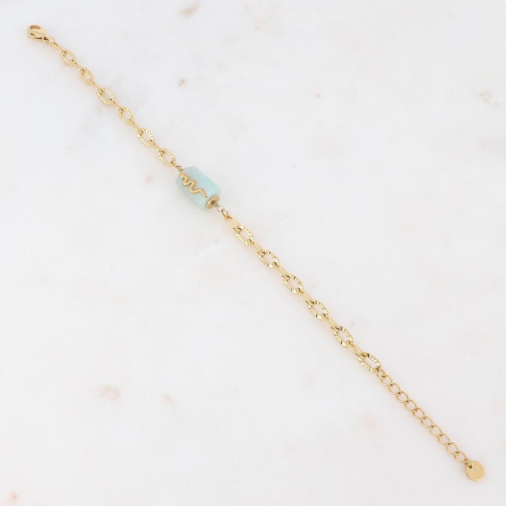 Bracelet en maille avec pierre naturelle et serpent - Amazonite