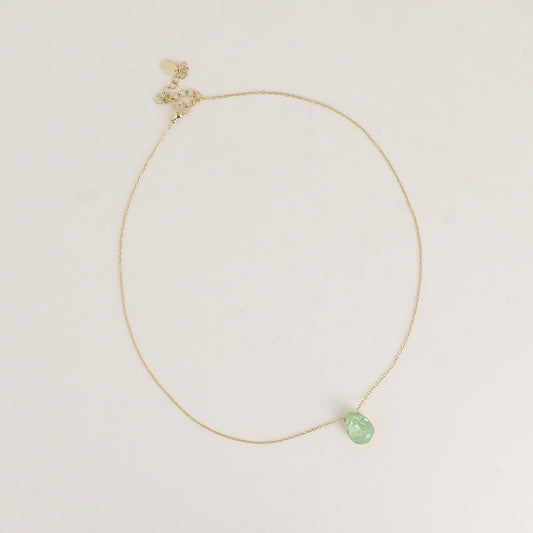 Collier - Pendentif cristal de Swarovski® en forme de goutte - Longueur du collier : 40+5 cm - Dimensions du cristal : 10x14 mm - Paradise green lux