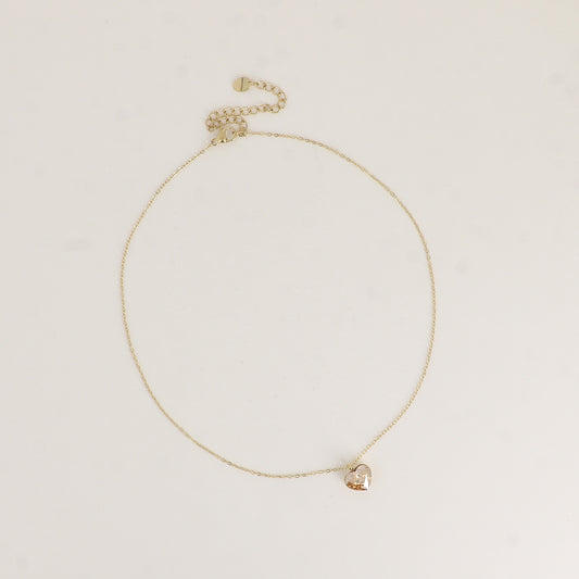 Collier avec cœur de 10mm en cristal de Swarovski® - 37+7 cm - Golden shadow