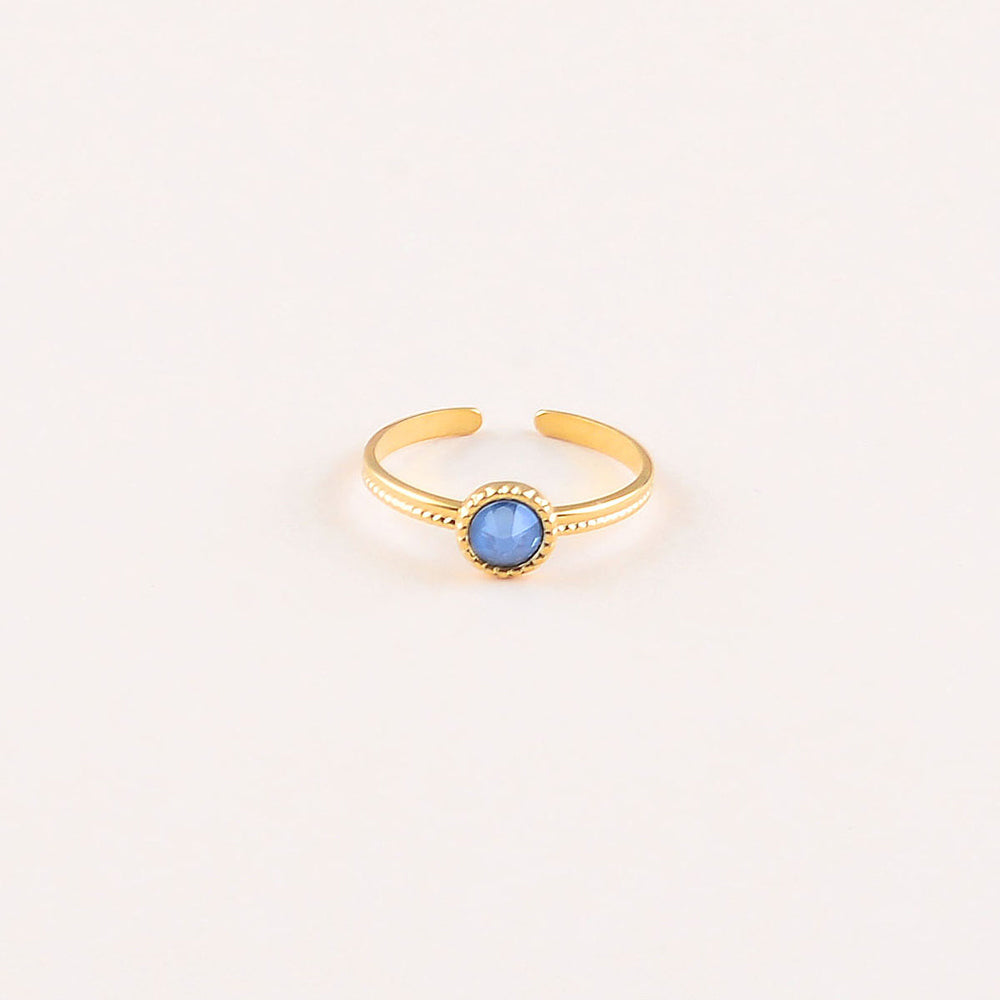 Bague fine ornée de cristaux de Swarovski® - Hauteur de la bague: 2 mm - Dimensions du cristal : 5x5 mm - Denim ignite