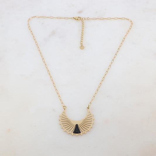 Collier avec pendentif ajouré et strass (40+5CM)