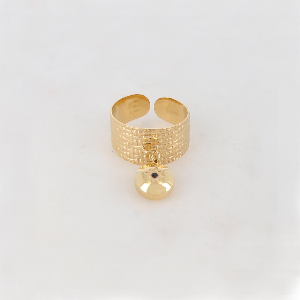 Bague à motif graphique avec pampille ronde, étoile et strass