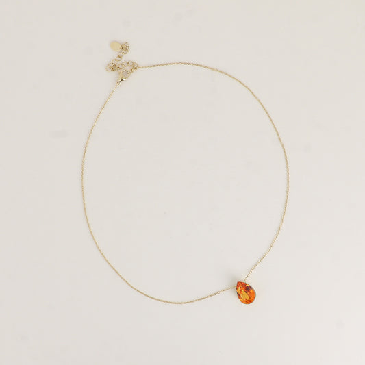 Collier - Pendentif cristal de Swarovski® en forme de goutte - Longueur du collier : 40+5 cm - Dimensions du cristal : 10x14 mm - Dark orange
