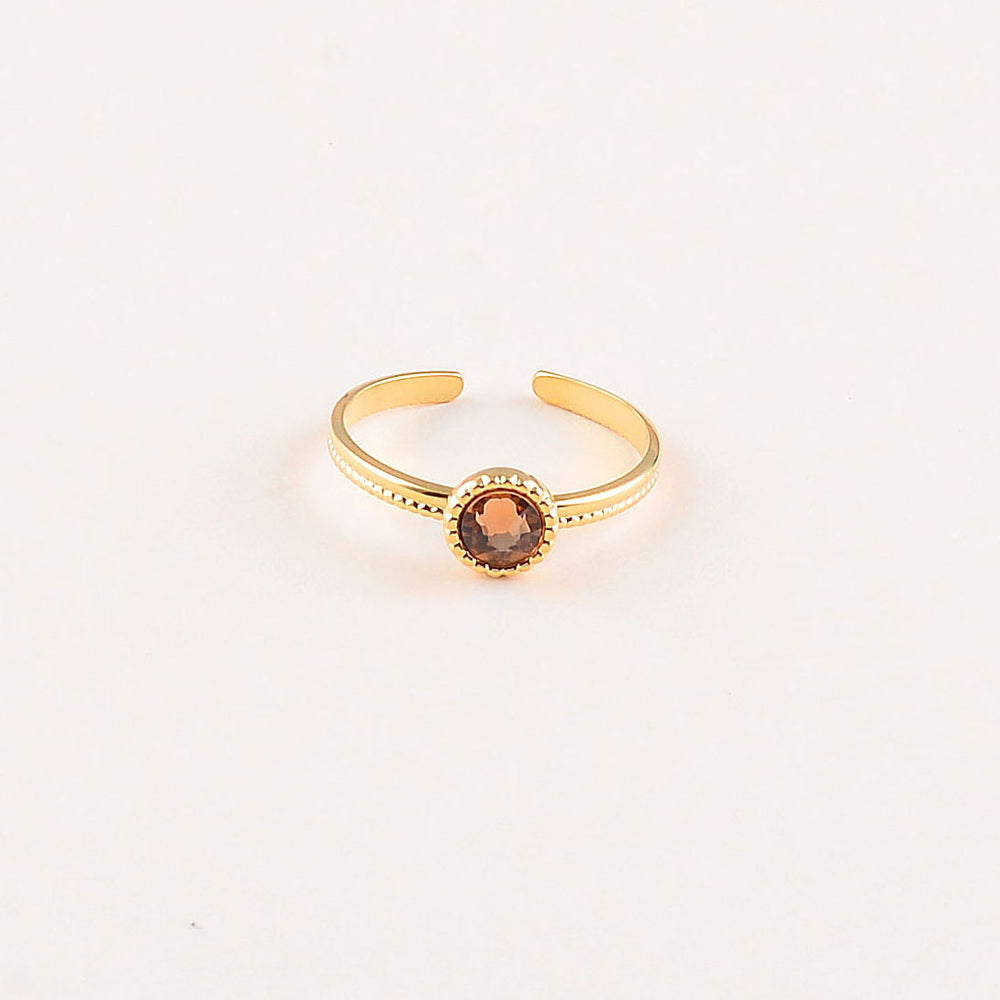 Bague fine ornée de cristaux de Swarovski® - Hauteur de la bague: 2 mm - Dimensions du cristal : 5x5 mm - Light Smoked topaz