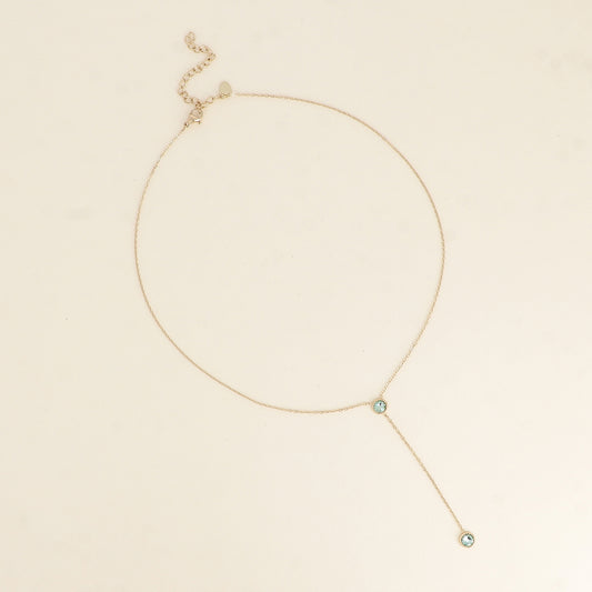 Collier Y - Orné de cristaux de Swarovski® - 40+7 cm - Longueur de chaîne pendante : 6 cm - Dimensions des cristaux : 5x5 mm - Chrysolite