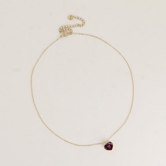 Collier avec cœur de 10mm en cristal de Swarovski® - 37+7 cm - Amethyst