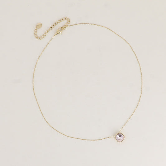 Collier orné de cristal de Swarovski® 8 mm - Longueur de chaîne : 39+5 cm - Diamètre du cristal : 8 mm - Light rose