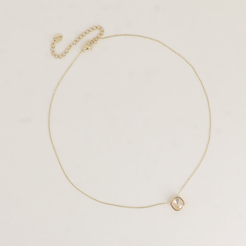 Collier orné de cristal de Swarovski® 8 mm - Longueur de chaîne : 39+5 cm - Diamètre du cristal : 8 mm - Golden shadow