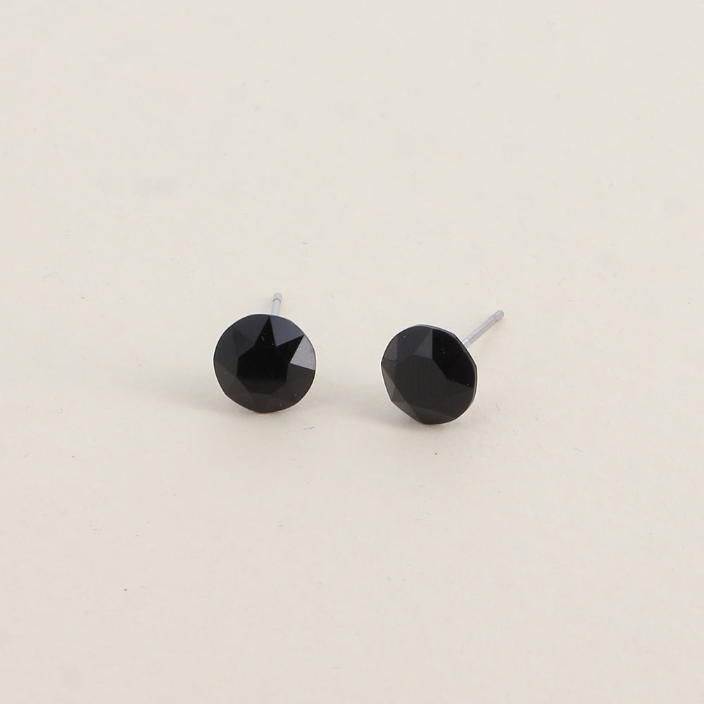 Boucles puces argentées – Ornées de cristaux de Swarovski® SS39 - Dimensions de la boucle : 8x8 mm - Jet