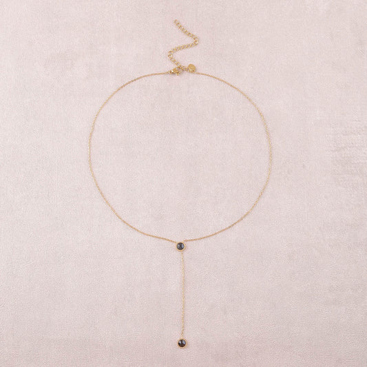 Collier Y - Orné de cristaux de Swarovski® - 40+7 cm - Longueur de chaîne pendante : 6 cm - Dimensions des cristaux : 5x5 mm - Jet