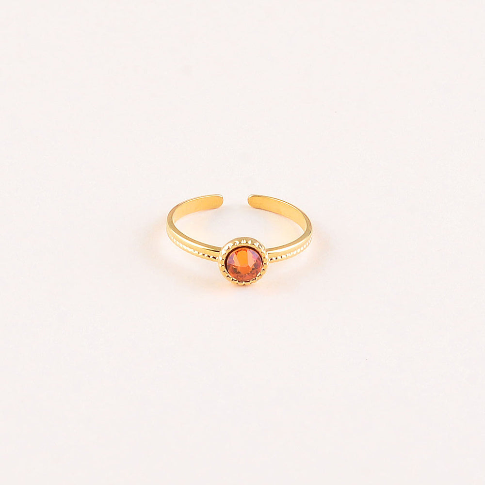 Bague fine ornée de cristaux de Swarovski® - Hauteur de la bague: 2 mm - Dimensions du cristal : 5x5 mm - Dark orange