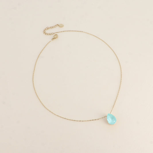 Collier - Pendentif cristal de Swarovski® en forme de goutte - Longueur du collier : 40+5 cm - Dimensions du cristal : 10x14 mm - Soft mint ignite