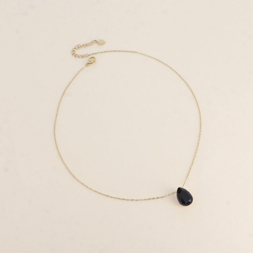 Collier - Pendentif cristal de Swarovski® en forme de goutte - Longueur du collier : 40+5 cm - Dimensions du cristal : 10x14 mm - Jet