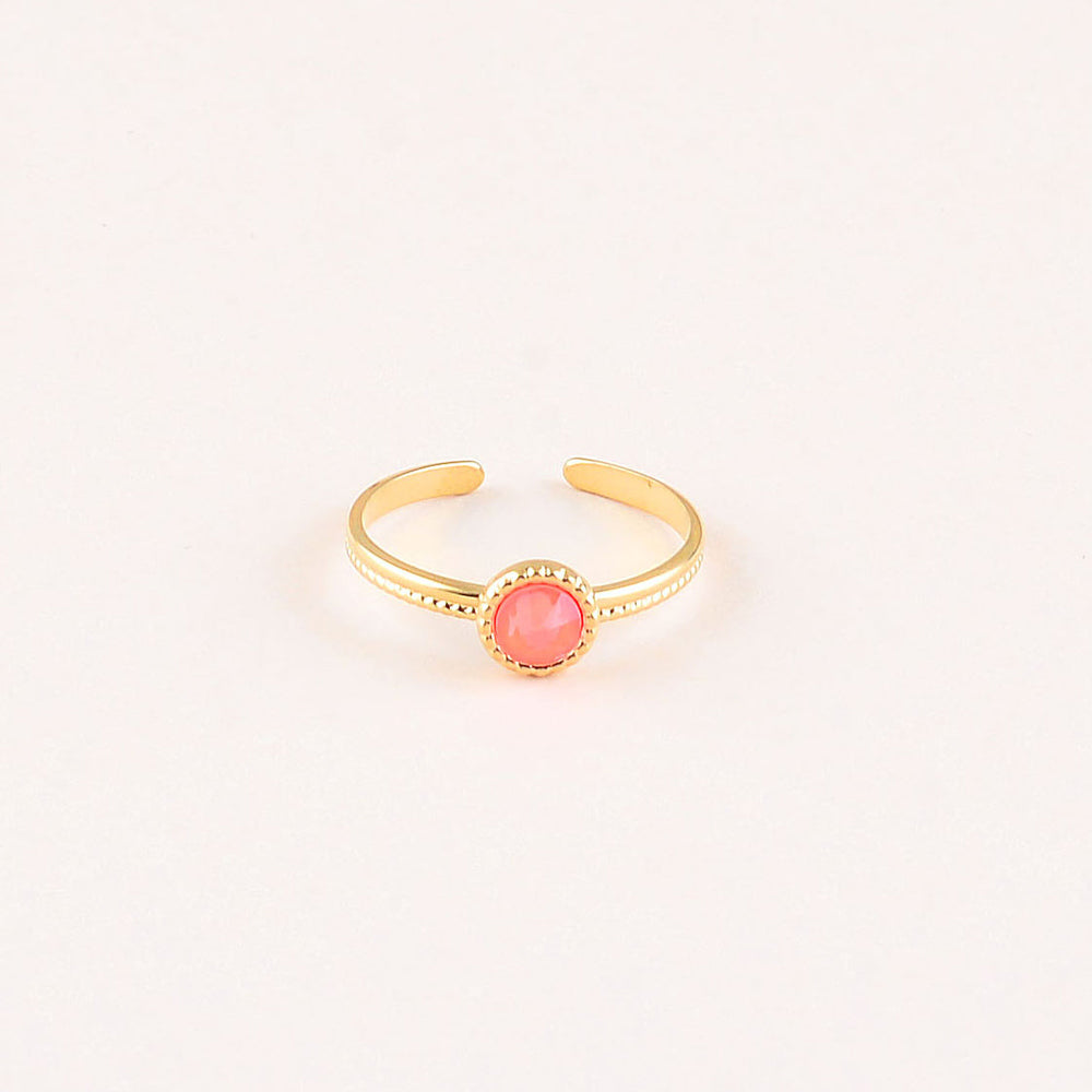 Bague fine ornée de cristaux de Swarovski® - Hauteur de la bague: 2 mm - Dimensions du cristal : 5x5 mm - Electric orange