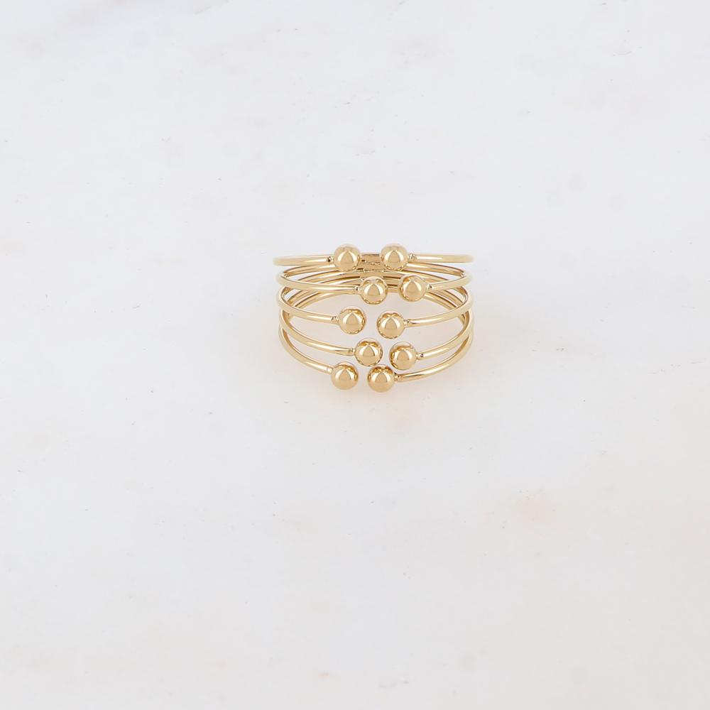 Bague fine et lisse 5 rangs embellie de petites boules