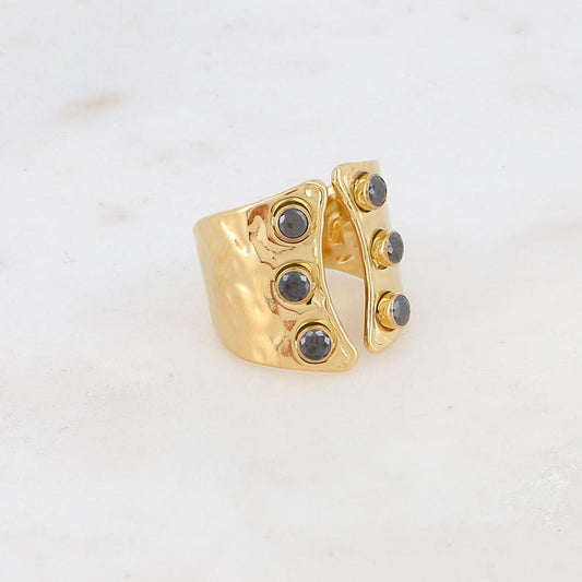 Bague martelée avec 6 strass