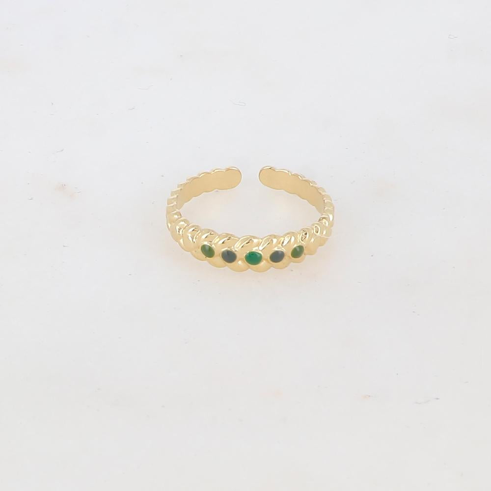 Bague ajustable motif graphique et émaillée