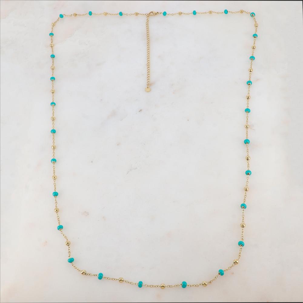 Sautoir avec petites boules en émail (90+10CM)